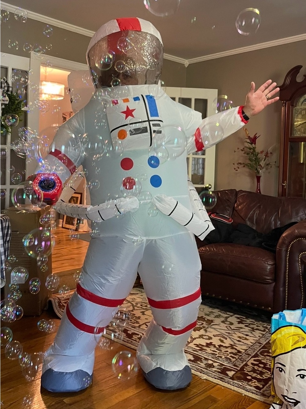 Inflatable White Astronaut Adult XL Costume with Red Accents